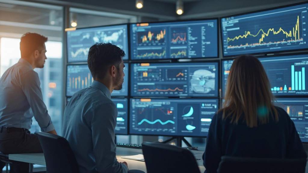 Team analyzing data dashboard